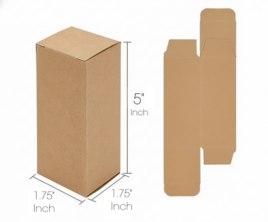Heavy-Duty Tuck Top Gift Boxes with Lids - Brown Kraft Cardboard Boxes. Size 1.75 x 1.75 x 5 Inch Secure Closure, Sturdy for Hair Oil, Serum Bottles