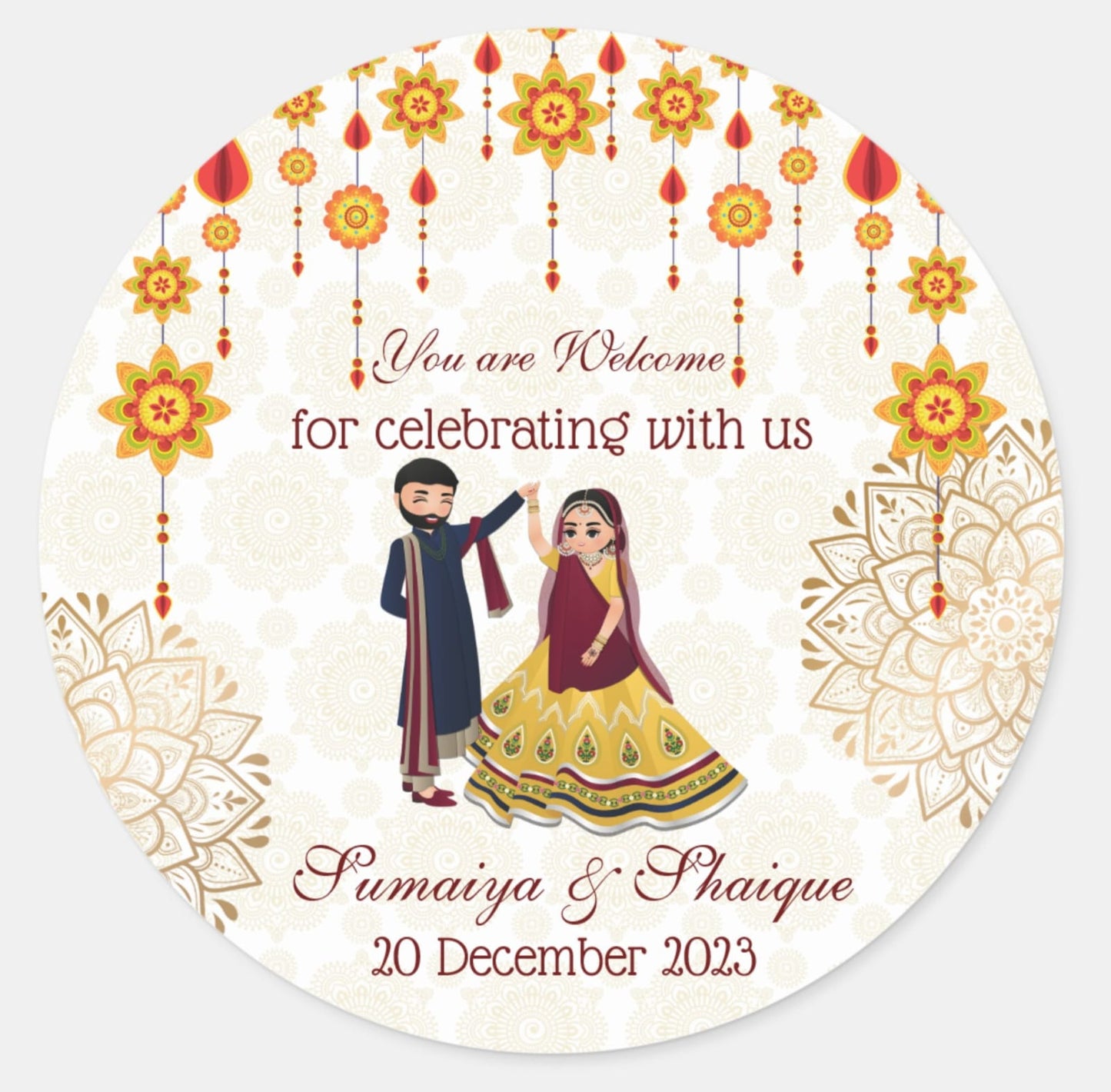 50 Pcs Modern Wedding Mehndi Favor stickers - Your Custom Text (Copy)