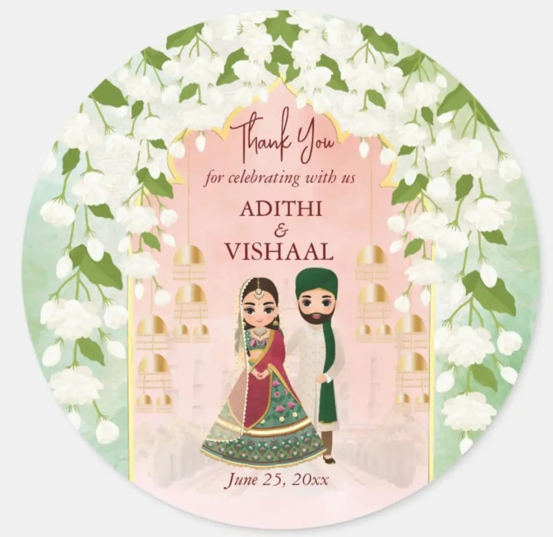 50 Pcs Modern Wedding Mehndi Favor stickers - Your Custom Text (Copy)