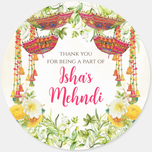 50 Pcs Modern Wedding Mehndi Favor stickers - Your Custom Text (Copy)
