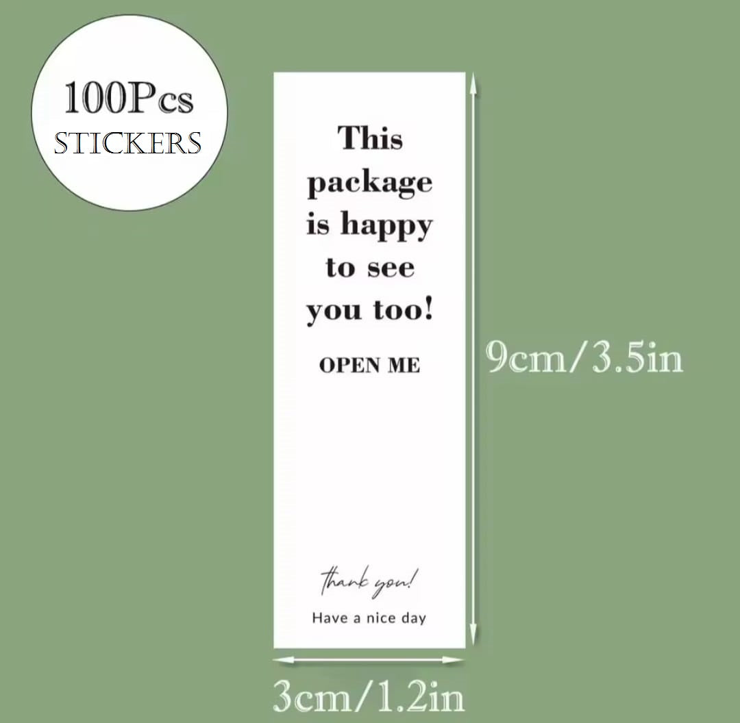 100pcs/pack Thank You Sticker Seal Labels Small Business Gift Decor Sticker This Package Happy To See You 3*9cm