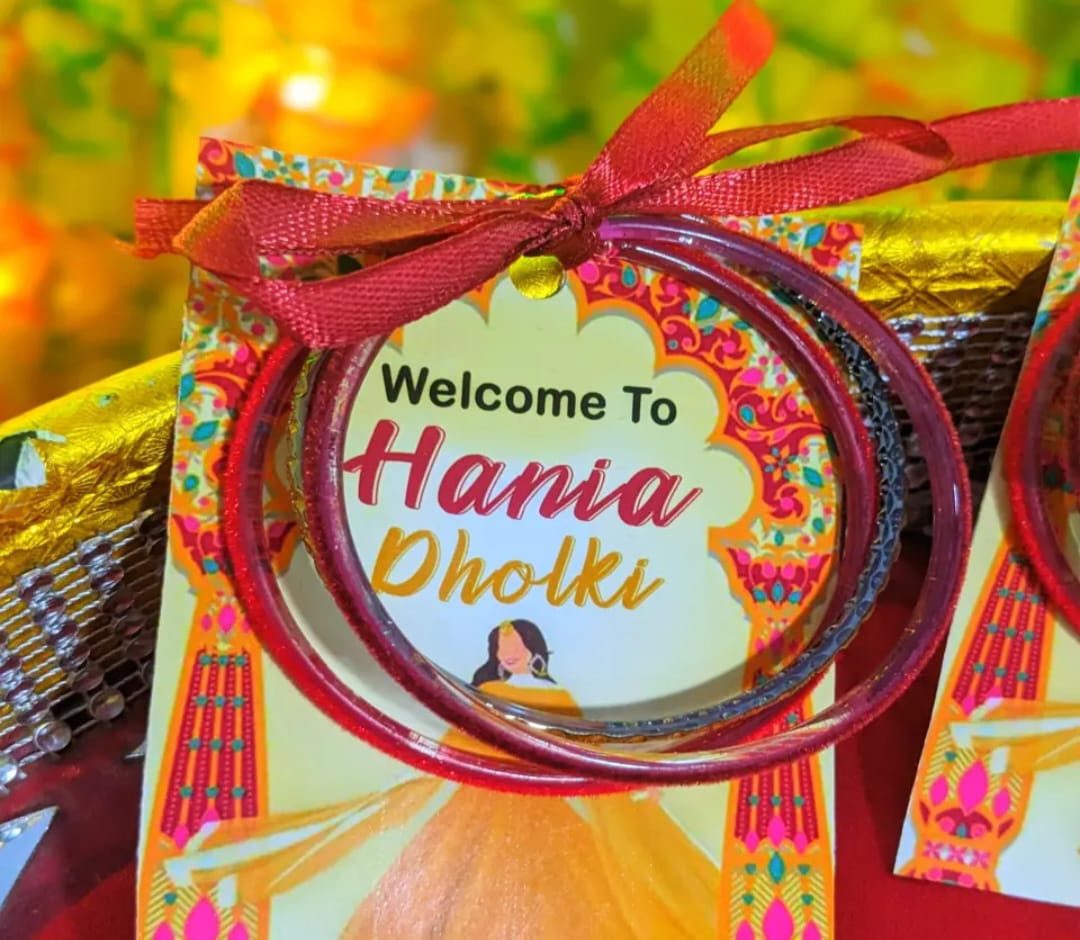 Customized Bangles Cards (48 Pcs ) Mehndi Favor Cards /Wedding Favor Cards Size 3x4 Inch