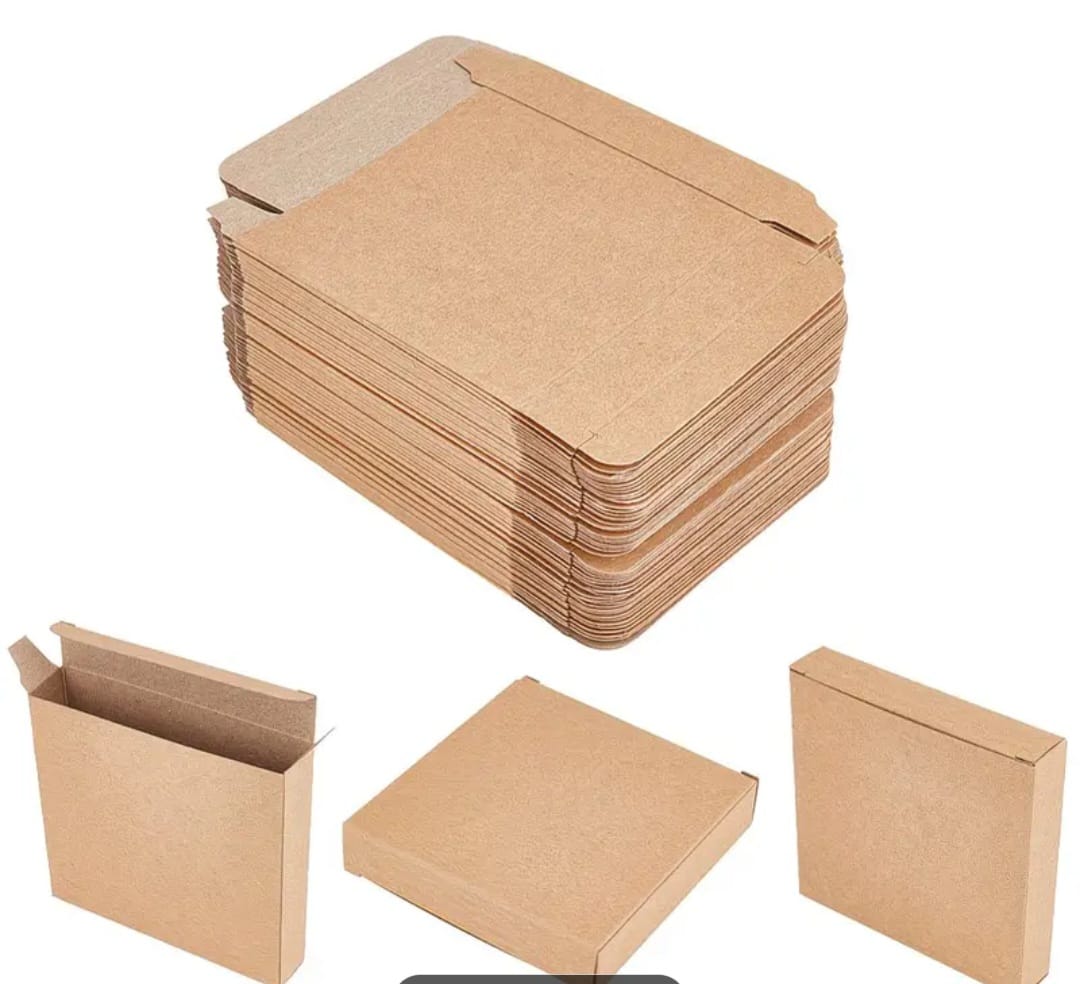 Kraft Card Boxes, FLat Two -Ended Open Boxes Made of Cardboard Size 4 x 4 x 1 Inch