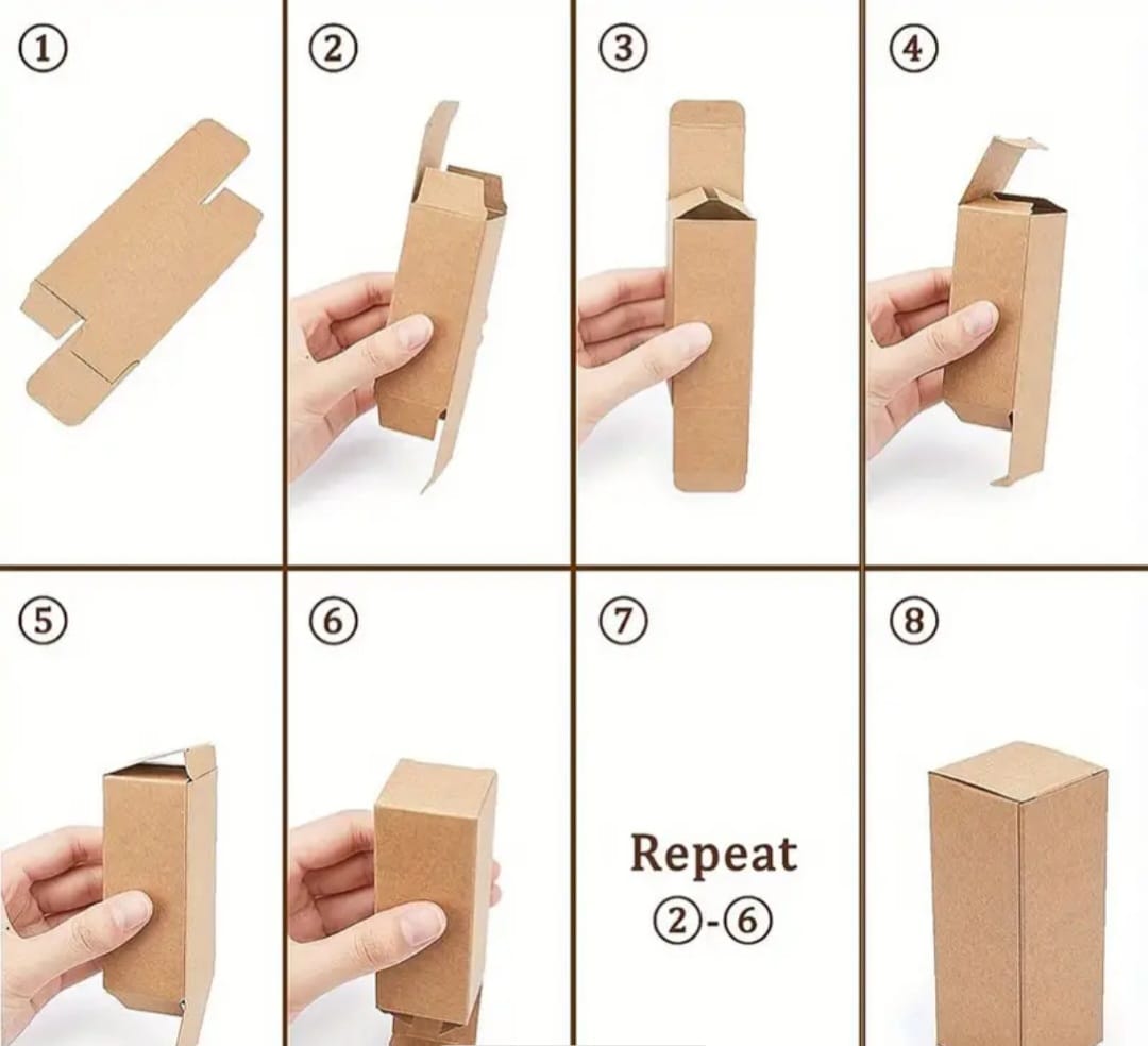 Pack of 20 - Heavy-Duty Tuck Top Gift Boxes with Lids - Brown Kraft Cardboard Boxes. Secure Closure, Sturdy for Hair Oil, Serum Bottles