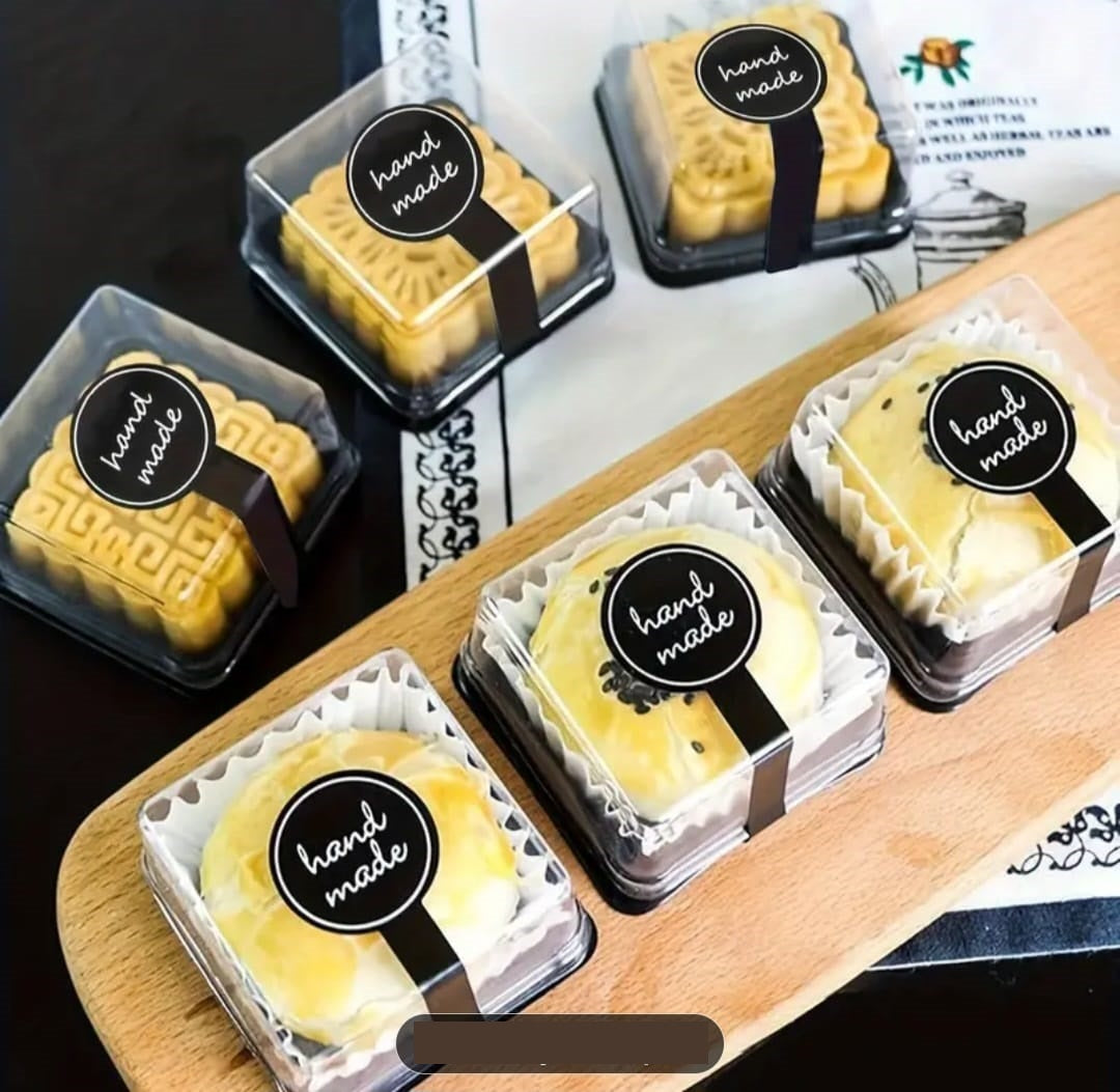 Black Self-Adhesive Baking Sealing Stickers - Rectangular Labels for Cakes, Pastries, Lollipops &amp; More - Perfect for Home Kitchen Use, Baking Labeling Stickers