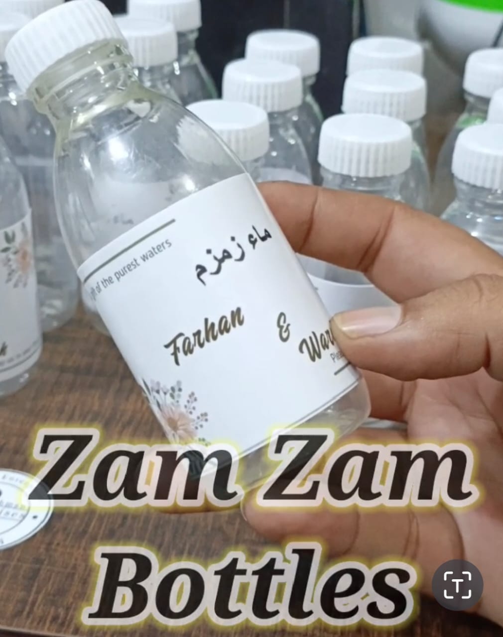 Pack of 25 Aby Zam Zam Empty Water Bottle 60 ml / 120 ML With Custom Sticker – , Durable Plastic