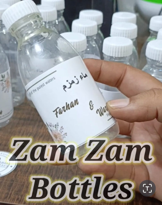 Pack of 25 Aby Zam Zam Empty Water Bottle 60 ml / 120 ML With Custom Sticker – , Durable Plastic