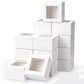 50/25/10pcs White Cardboard Boxes with Windows, Disposable Pastry Boxes, Cake Boxes, Used for Packaging Cookies, Strawberries, Macarons, Desserts, Disposable Paper Boxes