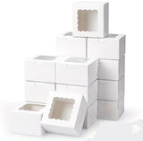 50/25/10pcs White Cardboard Boxes with Windows, Disposable Pastry Boxes, Cake Boxes, Used for Packaging Cookies, Strawberries, Macarons, Desserts, Disposable Paper Boxes