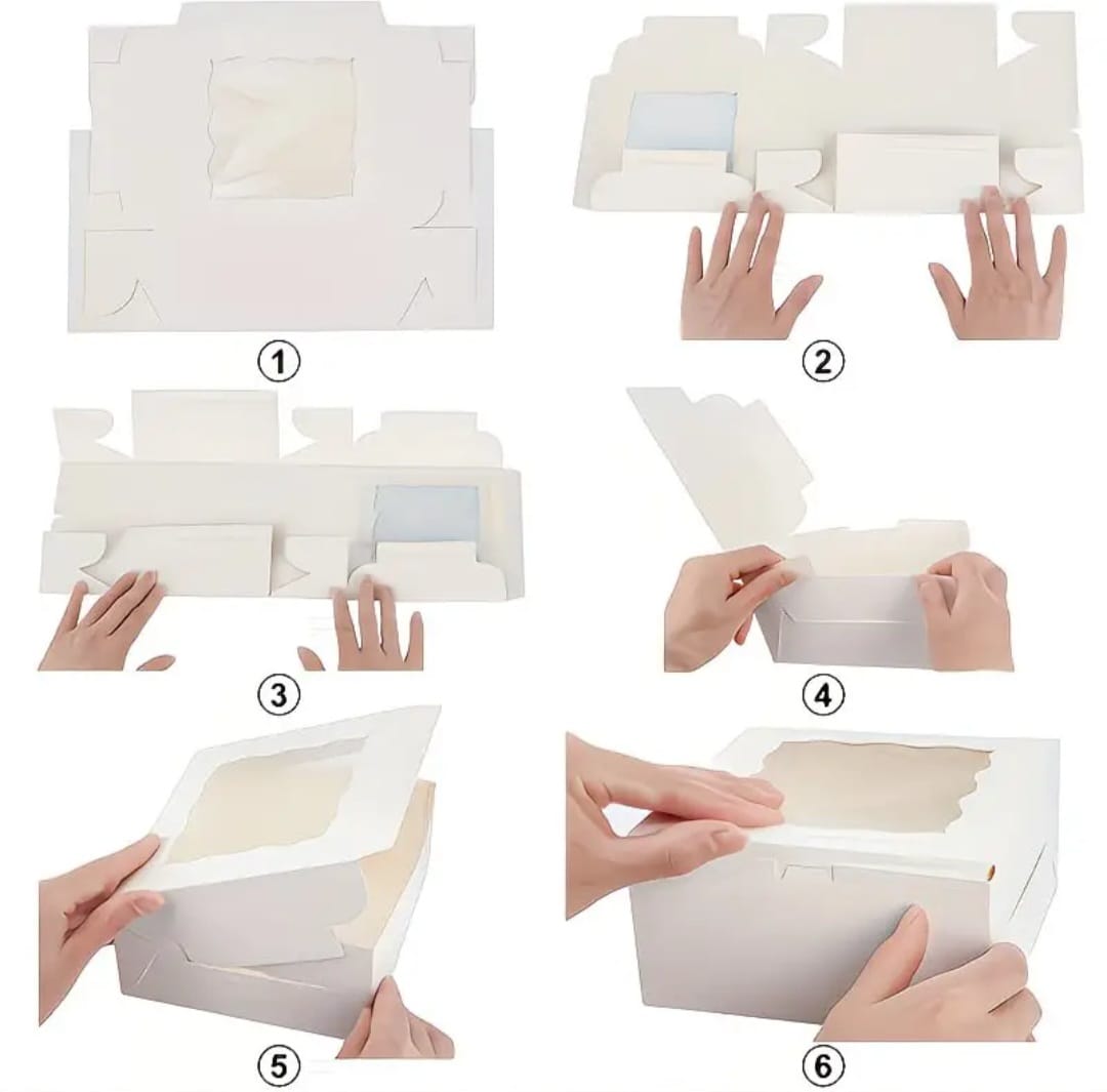 50/25/10pcs White Cardboard Boxes with Windows, Disposable Pastry Boxes, Cake Boxes, Used for Packaging Cookies, Strawberries, Macarons, Desserts, Disposable Paper Boxes
