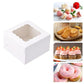 50/25/10pcs White Cardboard Boxes with Windows, Disposable Pastry Boxes, Cake Boxes, Used for Packaging Cookies, Strawberries, Macarons, Desserts, Disposable Paper Boxes