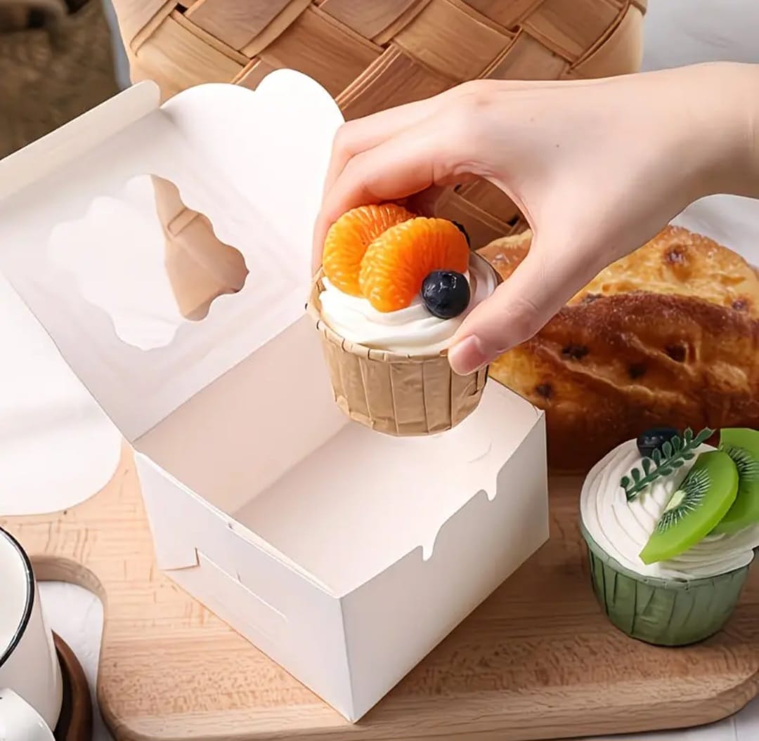 50/25/10pcs White Cardboard Boxes with Windows, Disposable Pastry Boxes, Cake Boxes, Used for Packaging Cookies, Strawberries, Macarons, Desserts, Disposable Paper Boxes