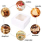 50/25/10pcs White Cardboard Boxes with Windows, Disposable Pastry Boxes, Cake Boxes, Used for Packaging Cookies, Strawberries, Macarons, Desserts, Disposable Paper Boxes